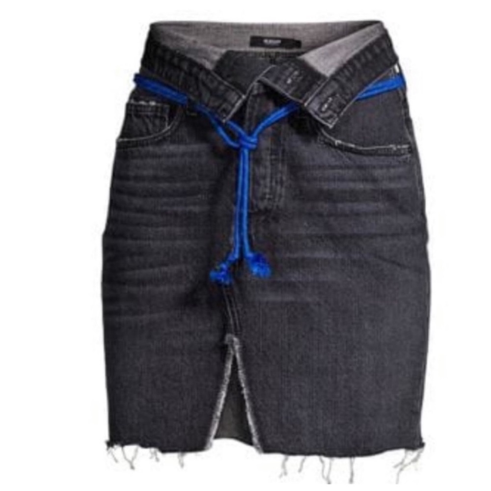 NEW NWOT Hudson Jean Skirt Mini Slit High Waist Rise Rope Belt Charcoal Black 25